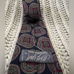 Bert Pulitzer hand printed all silk foulard tie